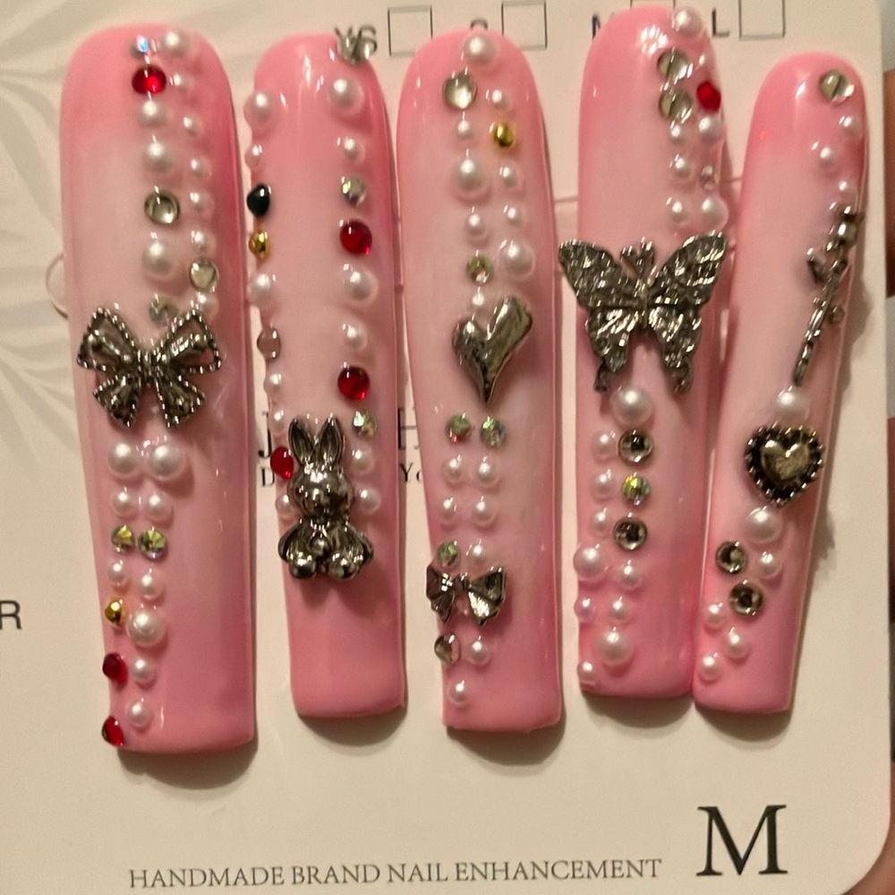 Pink Embellished Nail Accessories